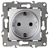 Розетка с заземлением без рамки Эра S12 1-м 16А алюминий картинка